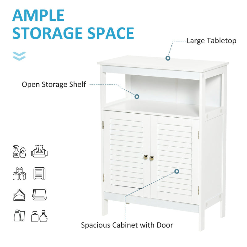 Freestanding Wooden Bathroom Cabinet - Spacious Storage Organizer with Double Shutter Doors, Cupboard Design - Elegant Home Furniture for Bathroom Essentials and Linens
