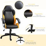 High-Back Faux Leather Office Chair with Diamond Line Detailing - Ergonomic Rocker Swivel Desk Chair with Wheels, Black and Orange - Ideal for Home Office and Computer Workstations