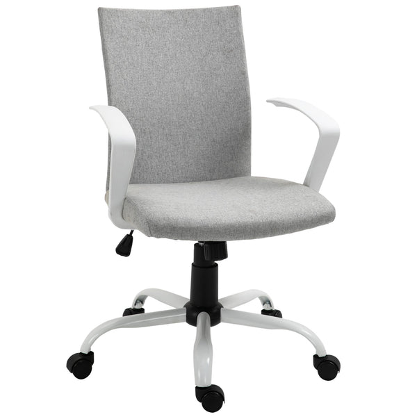 Linen Swivel Office Chair - Ergonomic Computer Desk Task Chair with Adjustable Height, Armrests, and Wheels - Ideal for Home Study and Office Comfort