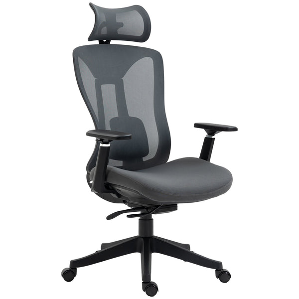 Mesh Office Chair with Reclining Back - Ergonomic Desk Chair with Adjustable Headrest, Lumbar Support, 3D Armrests, Sliding Seat - Comfort for Long Hours at Work