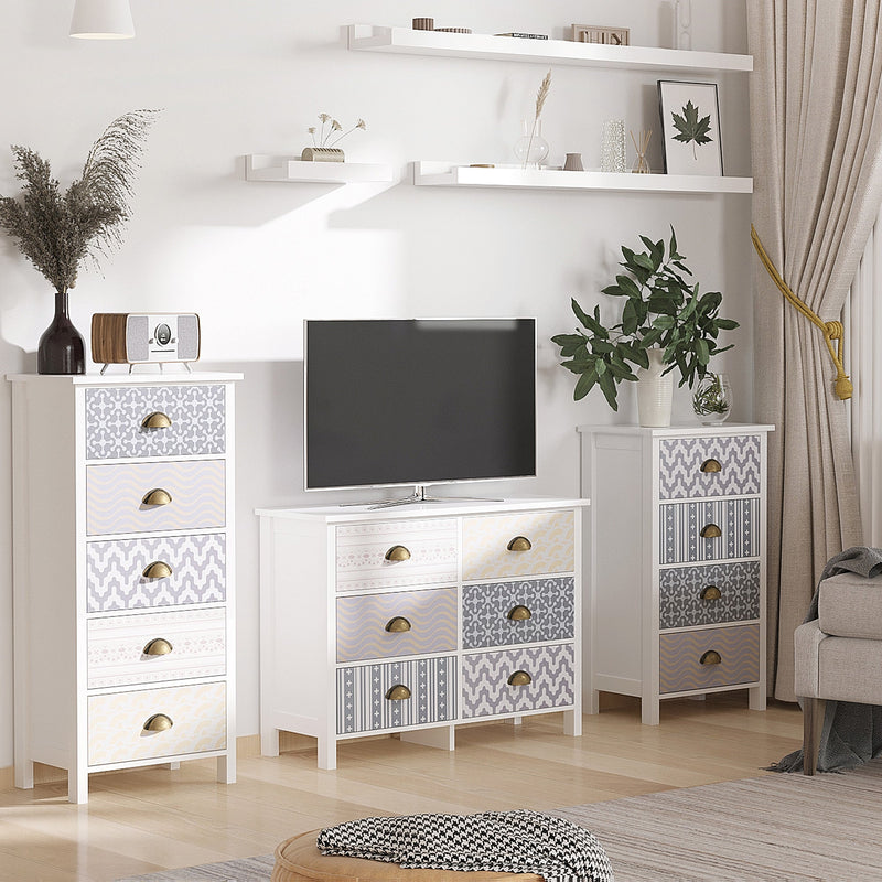 4-Drawer Chest of Drawers with Metal Handles - Slim Bedroom & Living Room Storage Cabinet - Space-Saving Dresser for Clothing and Accessories Organization