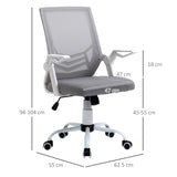 Ergonomic Mesh Swivel Office Chair with Lumbar Support - Adjustable Height Desk Chair with Flip-Up Arms, Grey - Ideal for Home Office Comfort and Posture Improvement