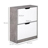 Modern 2-Tier Tipping Shoe Cabinet with Drawer - Wood Rack, Adjustable Shelf, Large-Capacity Storage - Space-Saving Organizer for Up to 8 Pairs of Shoes in Hallway or Entryway