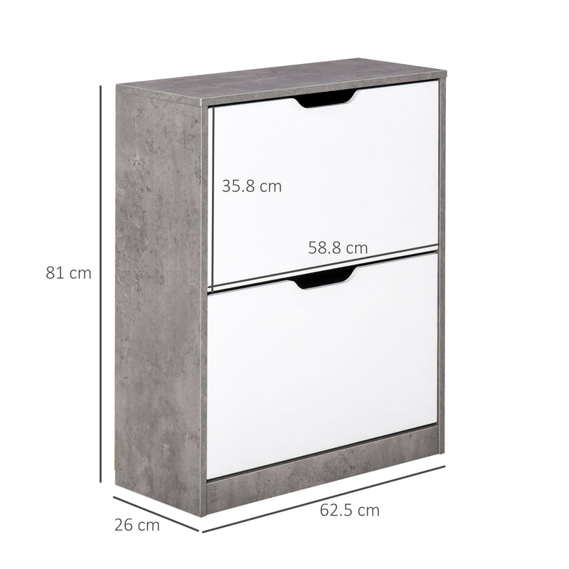 Modern 2-Tier Tipping Shoe Cabinet with Drawer - Wood Rack, Adjustable Shelf, Large-Capacity Storage - Space-Saving Organizer for Up to 8 Pairs of Shoes in Hallway or Entryway