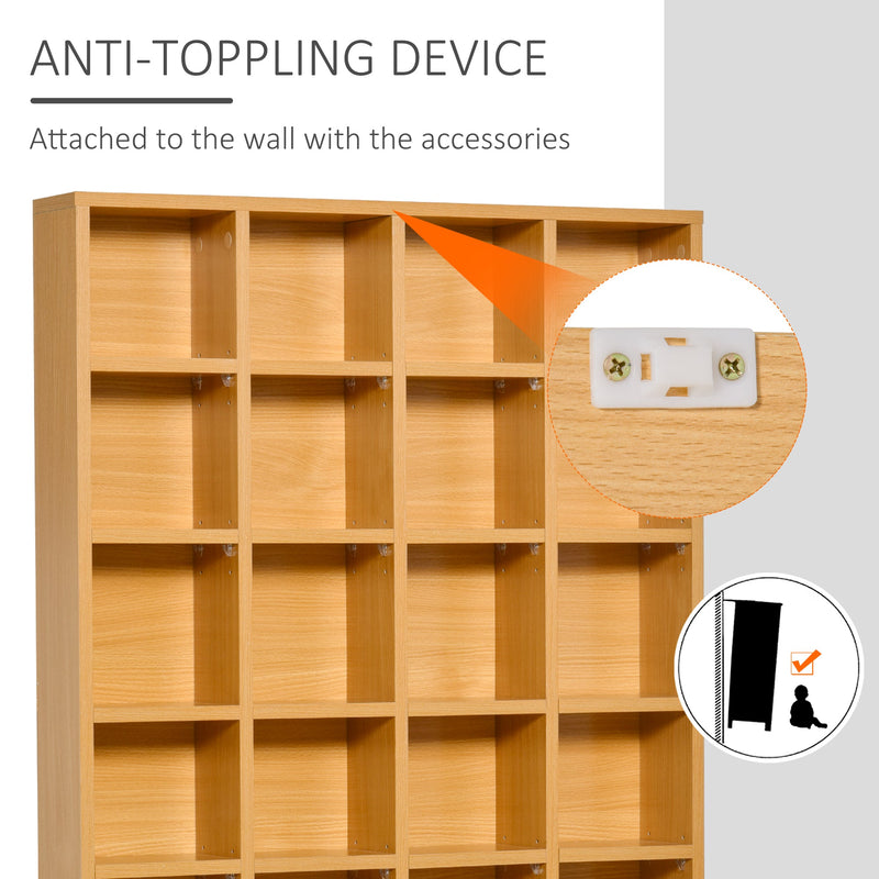 Media Storage Organizer - 480 CD / 312 DVD Capacity Wooden Rack with 4 Adjustable Shelves - Ideal for Bookcase and Display Unit