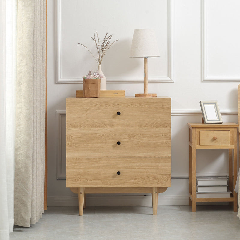 3-Drawer Wooden Chest - Elegant Storage Cabinet Unit with Sturdy Legs for Home Use - Ideal for Bedroom and Living Room Organization