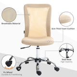 Mesh Office Chair with Adjustable Height - Armless Swivel Desk Chair with Wheels - Ideal for Study & Work Comfort, Beige