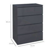 High Gloss 4-Drawer Dresser - Contemporary Bedroom Storage Cabinets - Sleek Organization Solution for Modern Homes
