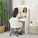 HOMCOM Velvet-feel Swivel Office Chair - Cream