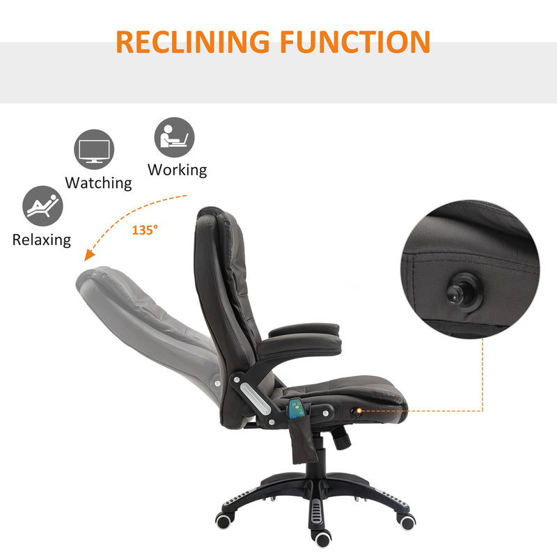 Executive Massage Office Chair - High Back PU Leather with Heat, Tilt, and Reclining Features - Ergonomic Design for Enhanced Comfort in Workspaces
