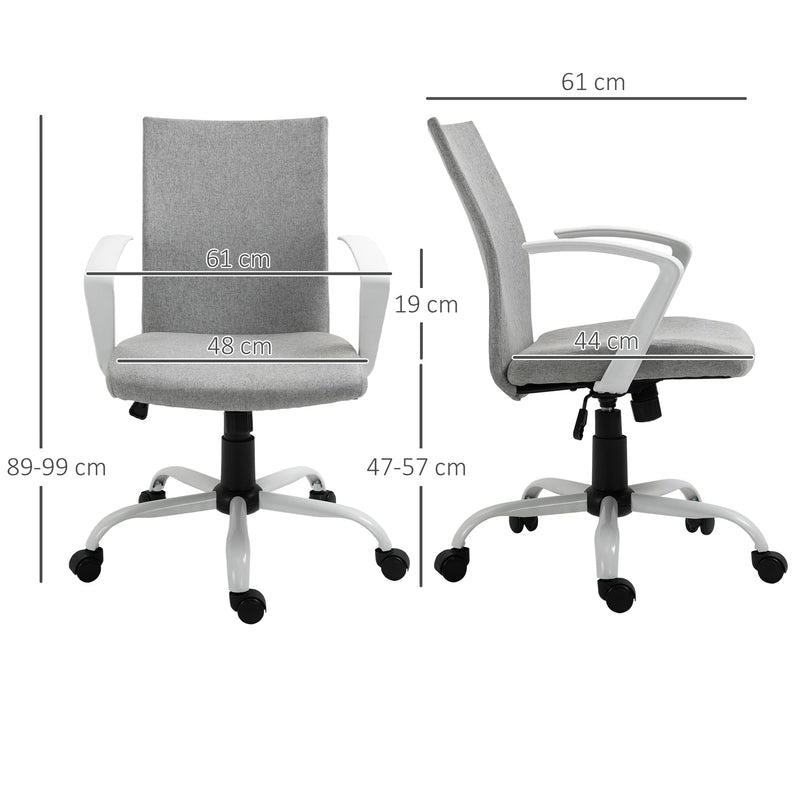 Linen Swivel Office Chair - Ergonomic Computer Desk Task Chair with Adjustable Height, Armrests, and Wheels - Ideal for Home Study and Office Comfort