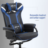 Racing Style Gaming Chair with Footrest Set - Ergonomic Video Game Recliner with Headrest and Lumbar Support, Blue - Ideal Comfort for Home Office Gamers