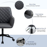 Swivel Leather-Feel Office Chair - Mobile Study & Leisure Seating Solution in Grey - Perfect for Home Office Comfort and Style