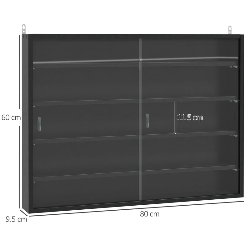 5-Tier Particle Board Display Cabinet with Glass Doors - Sleek Black Finish, Multipurpose Shelving Unit - Ideal for Showcasing Collectibles & Organizing Home Spaces