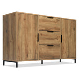 Modern Dark Oak Sideboard - Spacious Living Room Cabinet with 2 Doors & 3 Drawers, Adjustable Shelf - Elegant Storage Solution for Home Organization, 120x40x76 cm