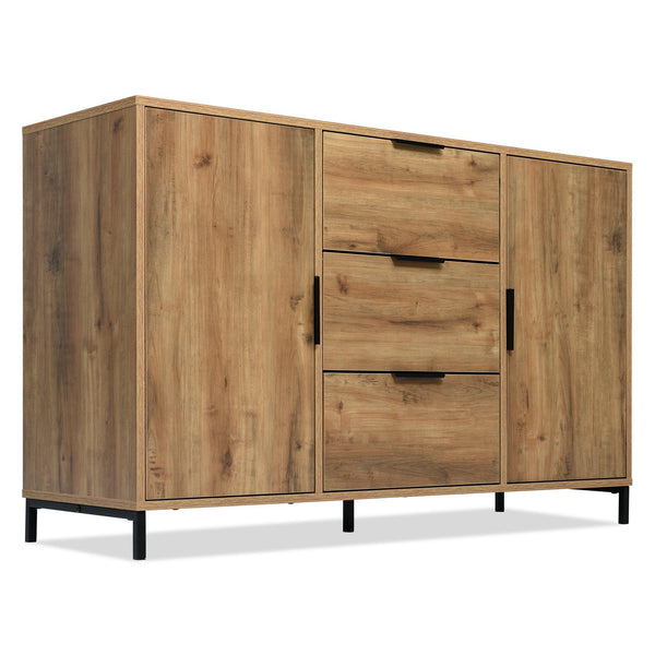 Modern Dark Oak Sideboard - Spacious Living Room Cabinet with 2 Doors & 3 Drawers, Adjustable Shelf - Elegant Storage Solution for Home Organization, 120x40x76 cm