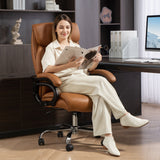 HOMCOM Spring Padded Faux Leather Office Chair - Light Brown