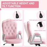 Ergonomic Office Chair - Adjustable Height & Tilt, 360-Degree Swivel Wheels, Pink - Ideal for Comfortable Desk Seating in Offices or Home Study
