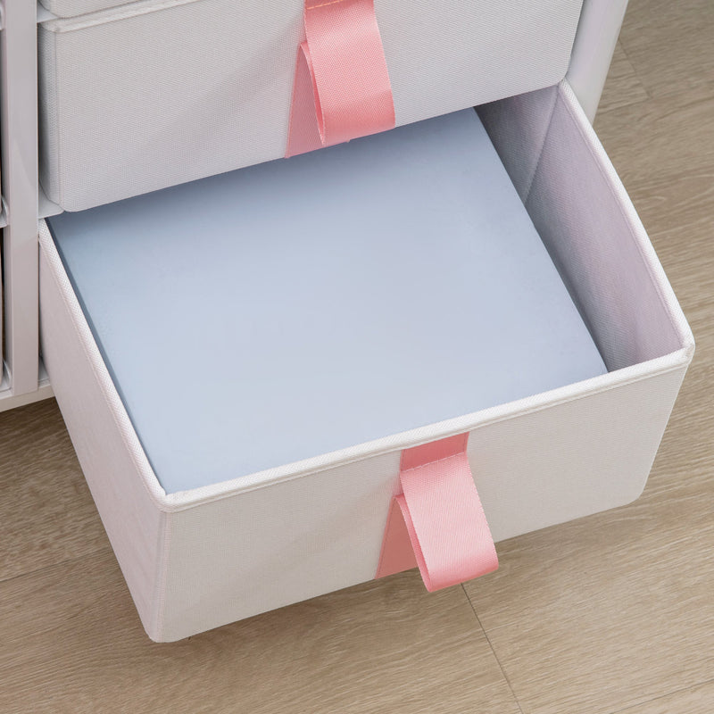 6-Fabric Drawer Dresser - Sturdy Metal Frame and Wooden Top Chest of Drawers - Space-Saving Cloth Organizer for Kids Room, Living Room in Pink