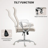 HOMCOM Fabric High Back Office Chair - Cream White
