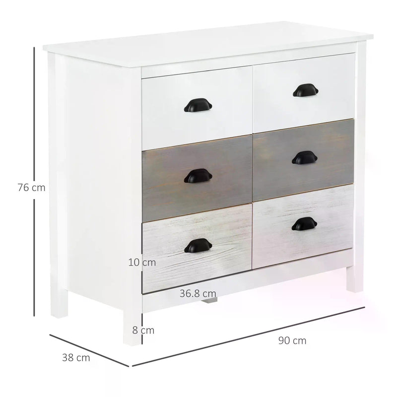 6-Drawer Side Cabinet Home Organizer - Spacious Storage Unit with Round Handles - Perfect for Bedroom & Living Room Organization