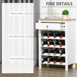 16-Bottle Capacity Modern Wine Cabinet - Kitchen Sideboard with Storage Drawer and Rack - Ideal for Dining Room and Home Bar Organization in White