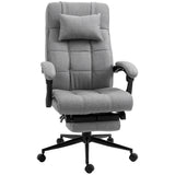 Ergonomic Office Chair with Footrest - Armrests, Lumbar Support & Adjustable Headrest in Light Grey - Comfort Seating for Long Work Hours