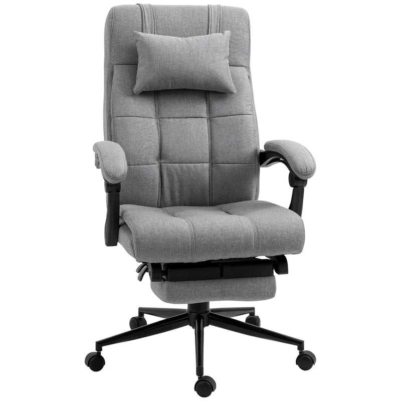 Ergonomic Office Chair with Footrest - Armrests, Lumbar Support & Adjustable Headrest in Light Grey - Comfort Seating for Long Work Hours