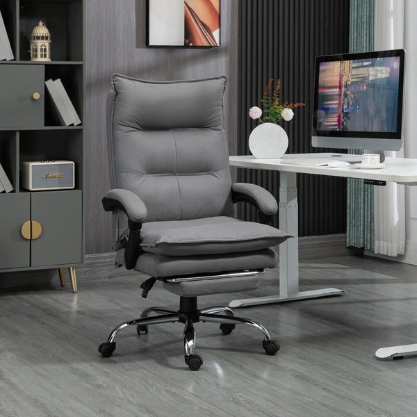 Ergonomic Heated Recliner - Vibrating Massage Office Chair with Plush Microfiber, Extendable Footrest, and Padded Armrests - Stress Relief Seating Solution for Professionals