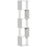 5-Tier Modern Bookshelf - Freestanding Light Grey Bookcase for Storage and Display - Ideal for Home Office, Living Room, or Study Organization