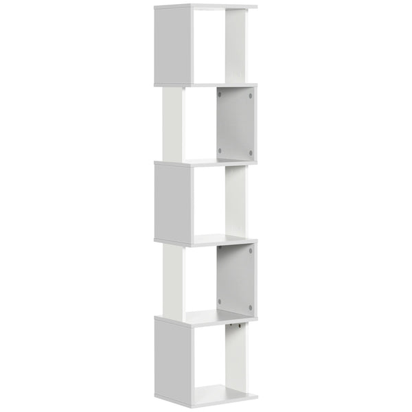 5-Tier Modern Bookshelf - Freestanding Light Grey Bookcase for Storage and Display - Ideal for Home Office, Living Room, or Study Organization