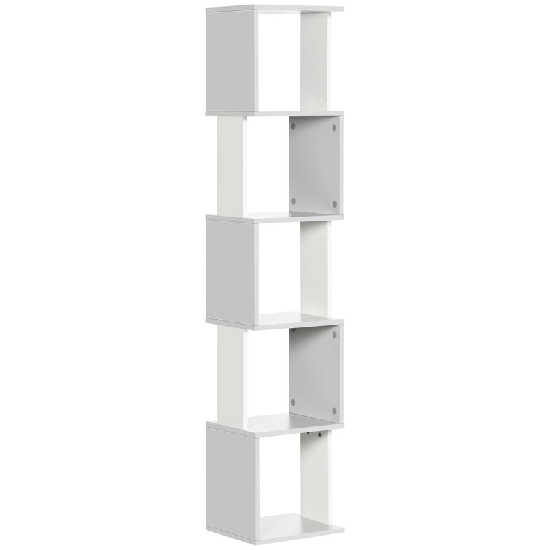 5-Tier Modern Bookshelf - Freestanding Light Grey Bookcase for Storage and Display - Ideal for Home Office, Living Room, or Study Organization
