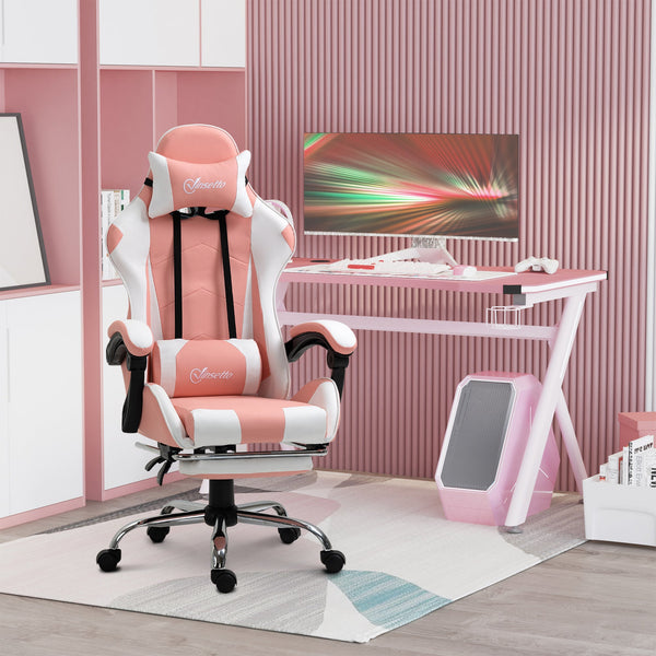 High-Back Racing Gamer Chair with Lumbar Support and Head Pillow - Swivel Wheels, Reclining Desk Seat for Gaming & Office Comfort - Ideal for Home Office Setup and Gamers