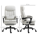Ergonomic Heated Massage Office Chair with Footrest - Microfiber Reclining Computer Chair with Lumbar Support, Adjustable Armrests, Cream White - Comfort for Long Working Hours