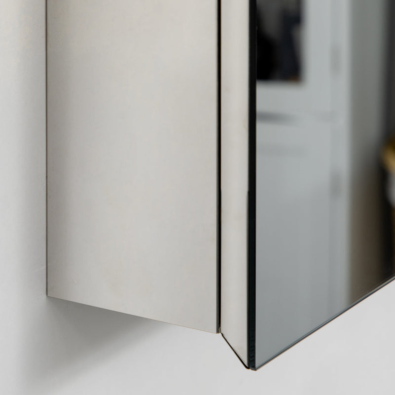 Wall-Mounted Mirror Cabinet - Bathroom Medicine Storage with Hinged Door, Multiple Shelves - Ideal for Organizing Toiletries and Laundry Essentials