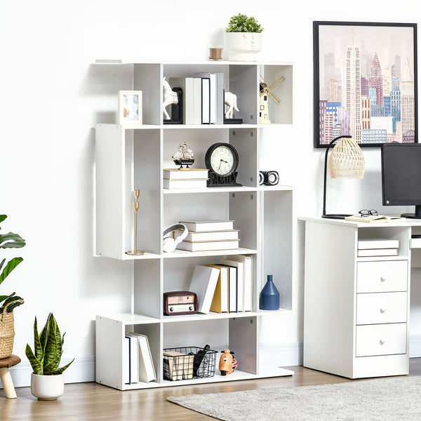 5-Tier Modern Bookcase with 13 Open Shelves - Freestanding Decorative Storage for Home Office, Study - Ideal for Organization and Display, White