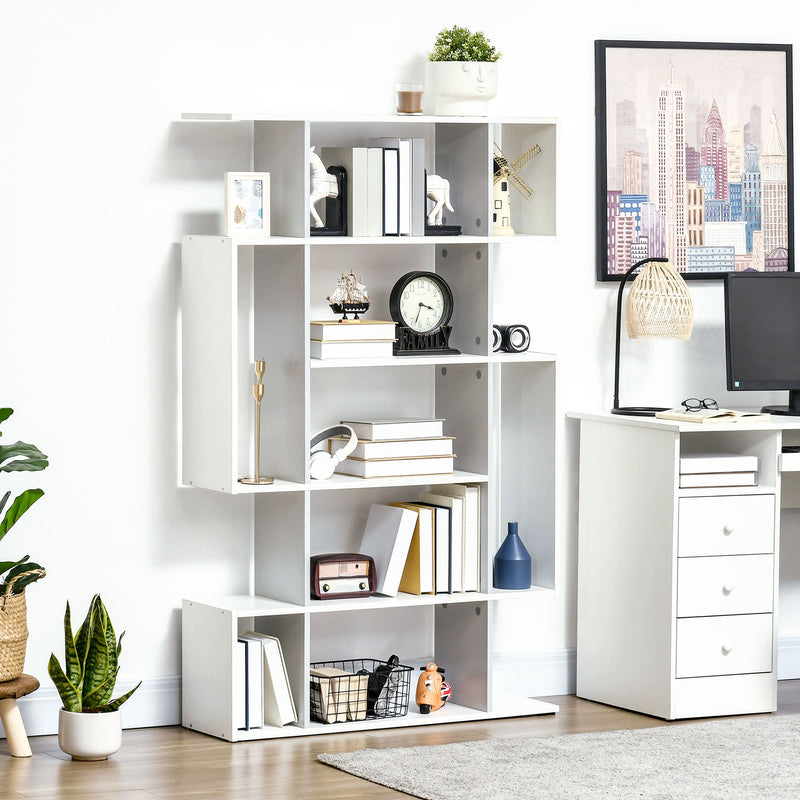 5-Tier Modern Bookcase with 13 Open Shelves - Freestanding Decorative Storage for Home Office, Study - Ideal for Organization and Display, White