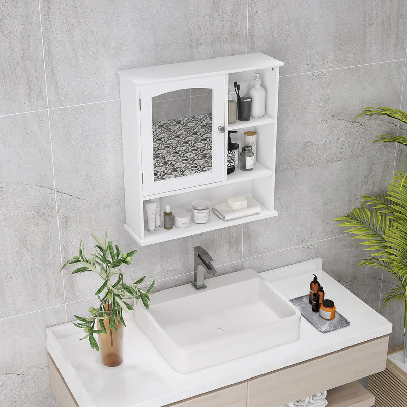 Wall Mounted Bathroom Cabinet with Mirror - Adjustable Shelving Storage Organizer for Home - Ideal for Bathroom, Kitchen, Bedroom Spaces