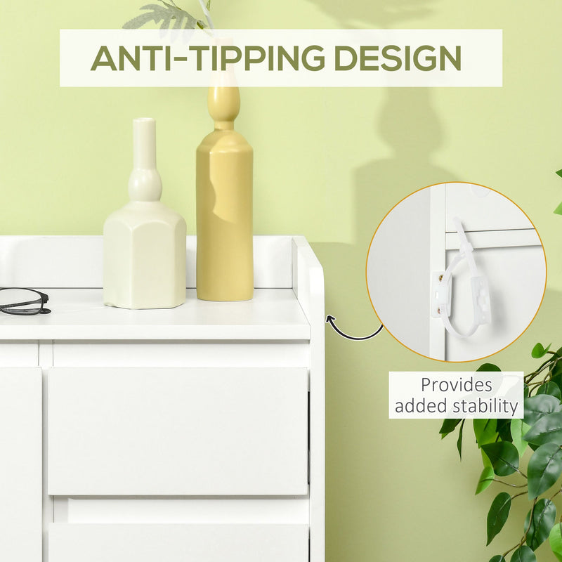 Modern White Sideboard - 2 Door Cupboard & Drawer with Bottom Shelf Storage Cabinet - Elegant Organization for Living Room or Hallway