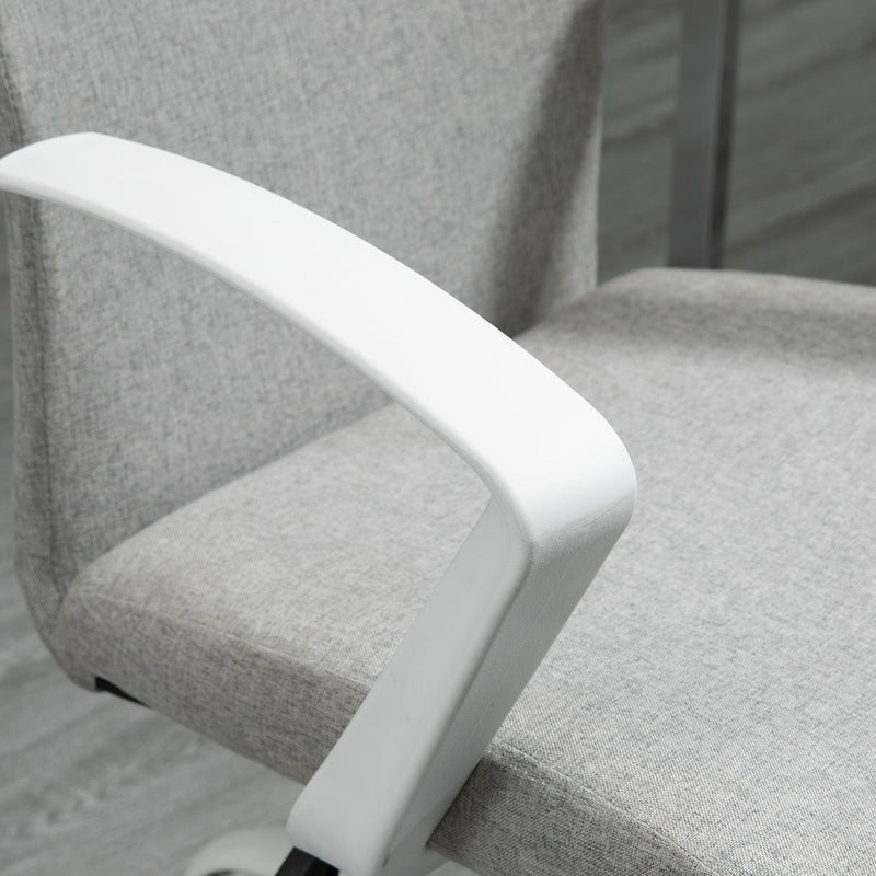 Linen Swivel Office Chair - Ergonomic Computer Desk Task Chair with Adjustable Height, Armrests, and Wheels - Ideal for Home Study and Office Comfort