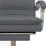 Ergonomic Reclining Office Chair with Vibration Massage and Heat - Faux Leather Desk Chair with Footrest, Armrest, and Plush Double-Tiered Padding, Grey - Comfort for Long Hours at Work