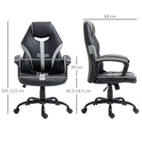 Ergonomic Racing Gaming Chair - Faux Leather Swivel Office Chair with 5 Wheels, Black and Grey - Ideal for Long Gaming Sessions & Professional Gamers