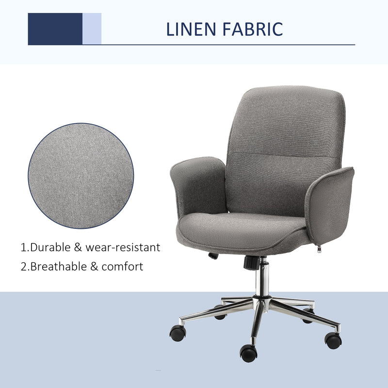 Mid-Back Executive Rocking Office Chair with Adjustable Settings - Swivel, Wheeled, and Comfort-Centric Design in Light Grey - Ideal for Home or Corporate Offices