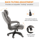 High Back Executive Office Chair with 6-Point Vibration Massage - Extra Padded Ergonomic Swivel Chair with Tilt Function, Grey - Ideal for Stress Relief and Long Hours at Desk