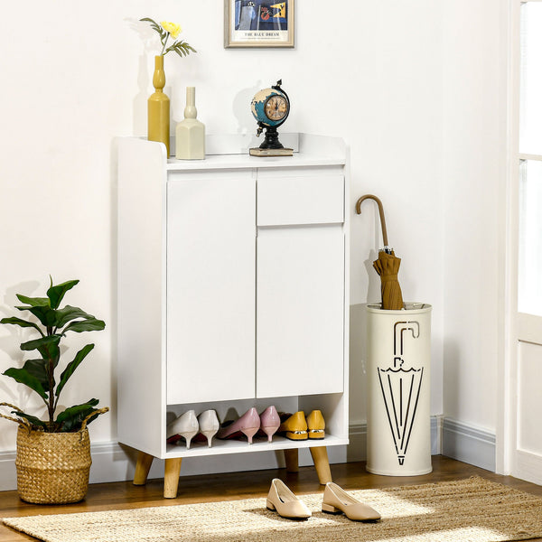 Modern White Sideboard - 2 Door Cupboard & Drawer with Bottom Shelf Storage Cabinet - Elegant Organization for Living Room or Hallway