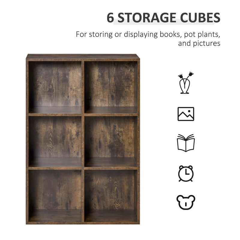 Cubic Cabinet Bookcase - Versatile Shelving Unit with Ample Storage, Rustic Brown Finish - Ideal for Home Office, Study, and Living Room Display