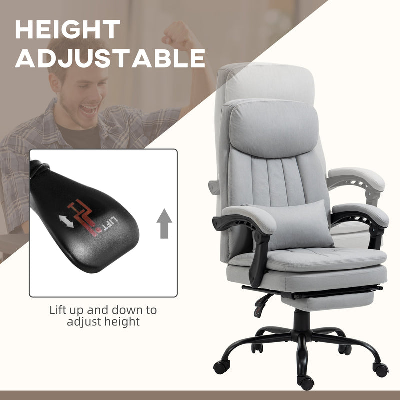 Ergonomic Reclining Chair with Vibration Massage and Heat - Microfiber Office Chair, Built-In Footrest, Adjustable Lumbar Pillow, Armrests - Ideal for Enhanced Comfort during Long Work Sessions