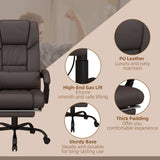 Ergonomic PU Leather Reclining Office Chair with Massage Function - 6-Point Massage, Swivel Wheels, Integrated Footrest, Remote Control - Ideal for Stress Relief and Office Comfort, Brown