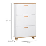 Slim Shoe Storage Cabinet with 3 Flip Drawers - Adjustable Shelves, 12 Pair Capacity - Space-Saving Organizer for Hallway
