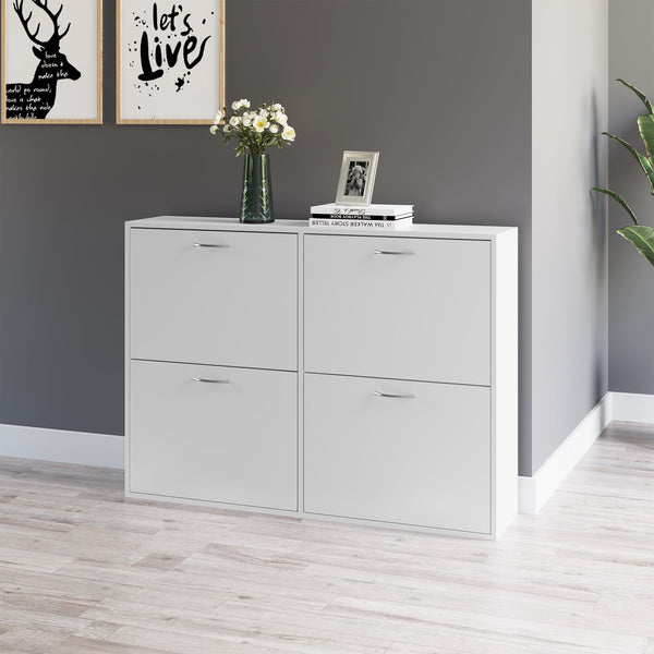 120Lx24Wx81H cm Shoe Storage Unit - Sleek White Particle Board Shoe Cabinet - Space-Saving Organization for Entryways and Closets